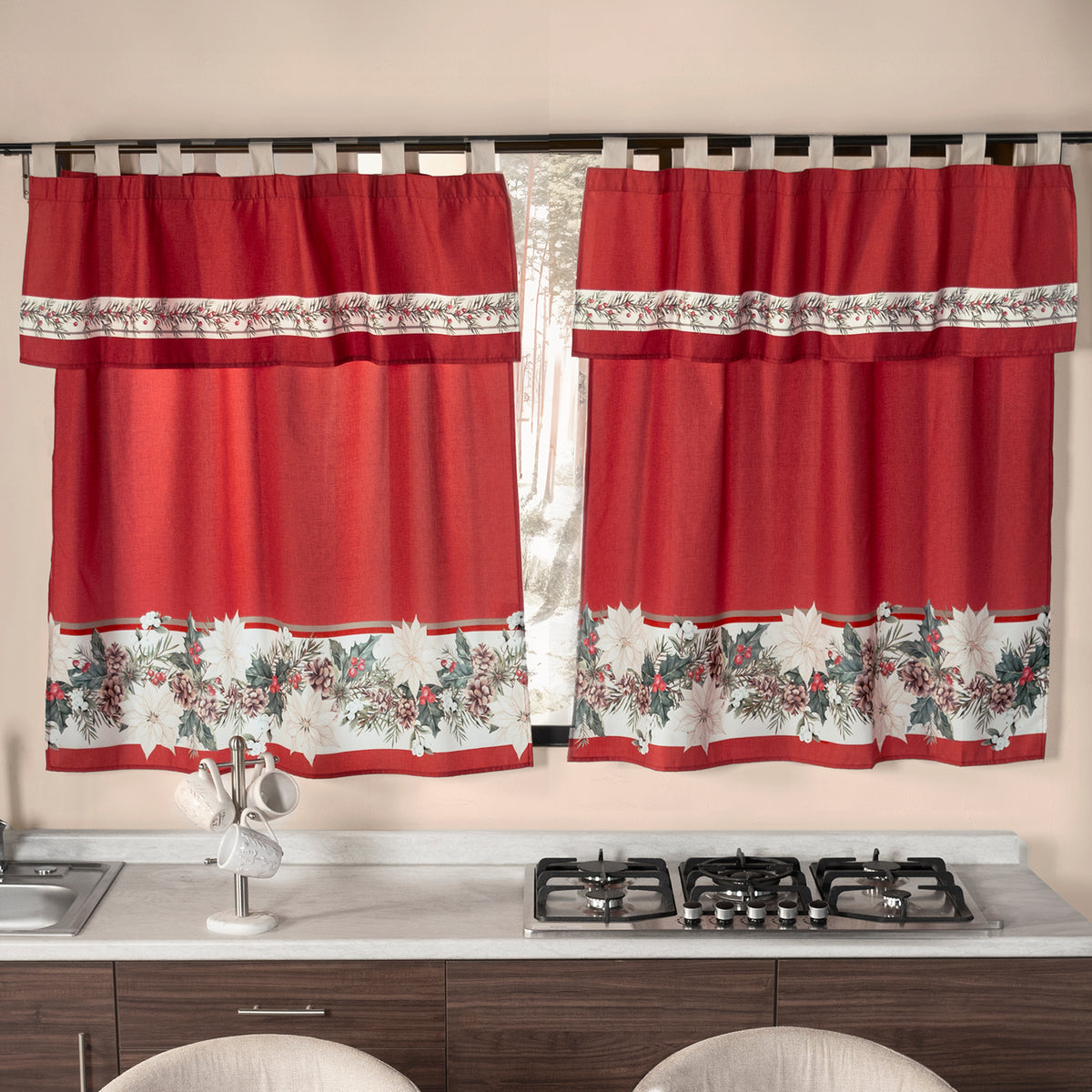 Cortina De Cocina Flor De Navidad C