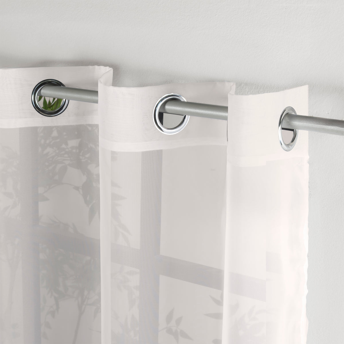 Cortinas Translúcidas Argolla Tergal Beige LARGA